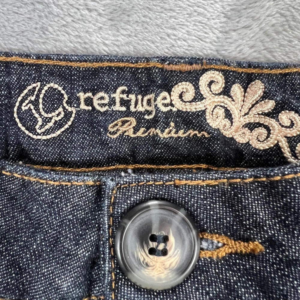 REFUGE PREMIUM Denim Shorts Womens Size 5 Dark Blue Low Rise Cuffed P861 - Picture 3 of 16